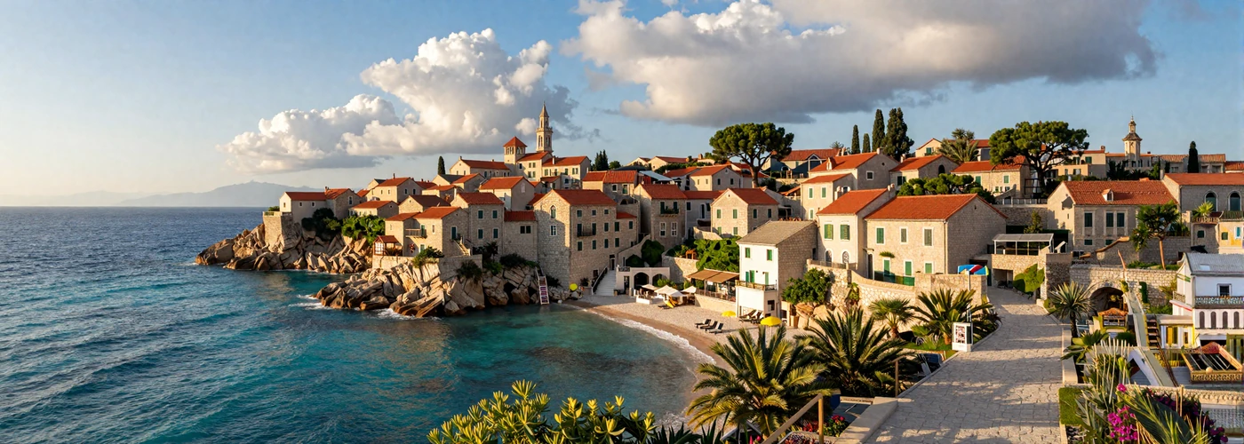 Scenic Adriatic coastline with a charming Balkan village - romantic setting for meeting Balkan women