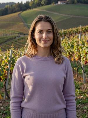 Tina, 29-year-old Slovenian woman from Maribor with light brown hair in scenic vineyard landscape