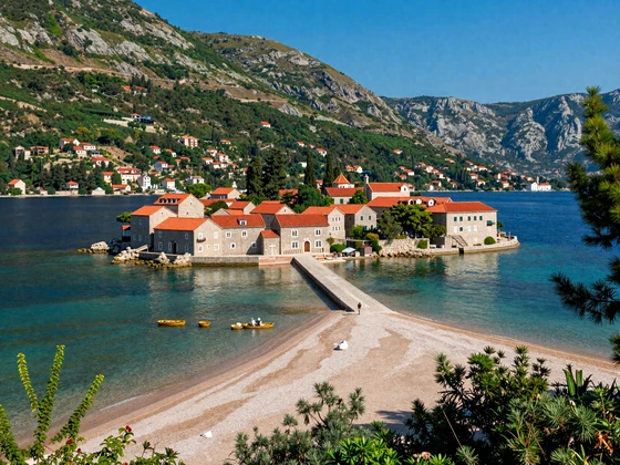 Sveti Stefan island fortress connected to Montenegro mainland - most romantic destination for meeting Montenegrin women