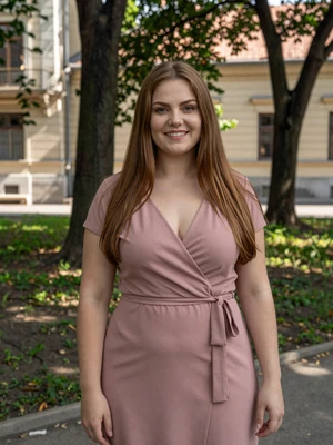 Aleksandra, 34-year-old Serbian woman from Novi Sad with blue eyes and chestnut hair in a city park
