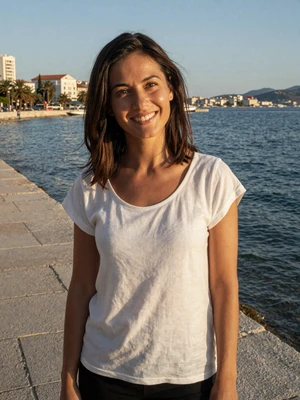 Ivana, 27-year-old verified Croatian woman from Split with brown hair on Adriatic promenade